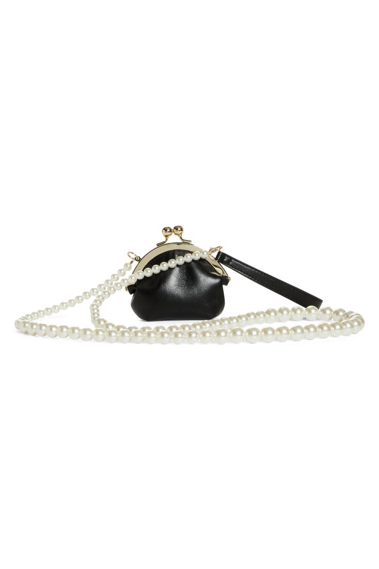 Leather Crossbody Coin Purse, Alternate, color, BLACK/ PEARL2