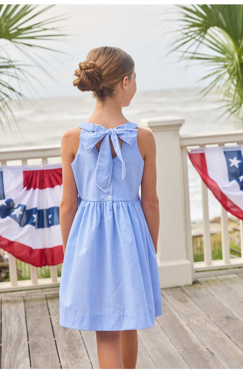 Little English Kids' Bow Back Annie Dress, Alternate, color, Royal Mini Gingham