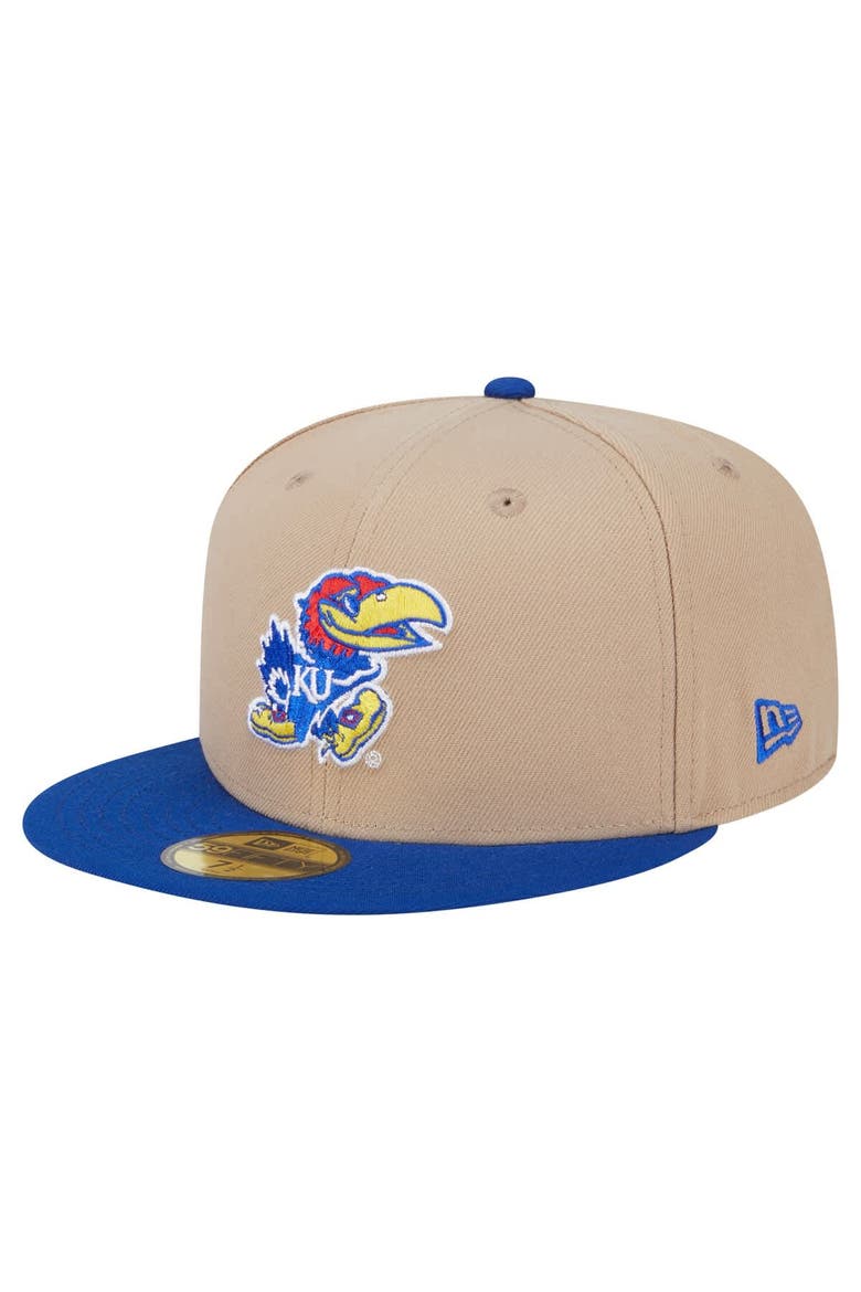 Men's New Era  Khaki Kansas Jayhawks Two-Tone 59FIFTY Fitted Hat, Main, color, Khaki