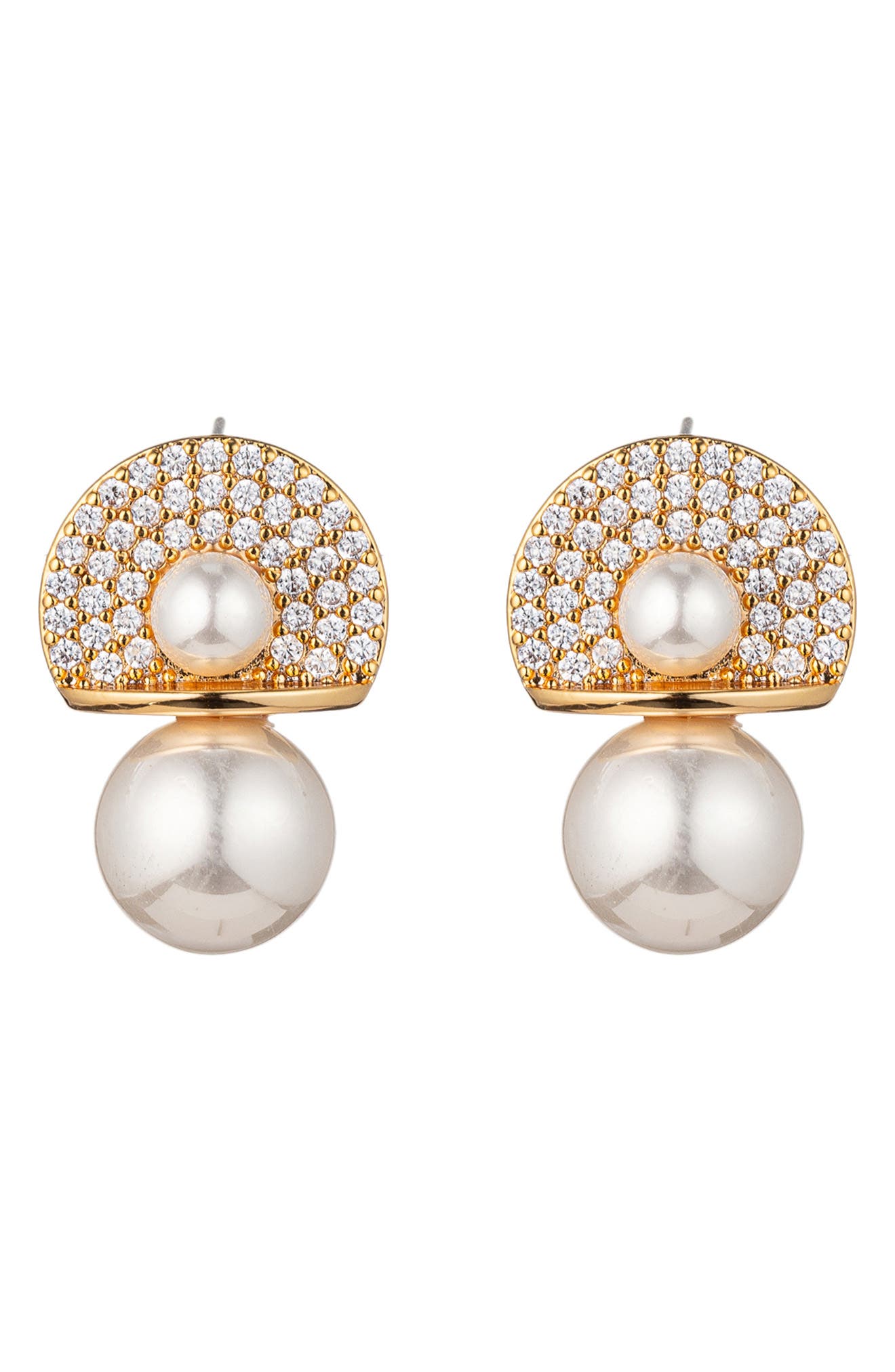 EYE CANDY LOS ANGELES Aurora CZ & Glass Pearl Earrings