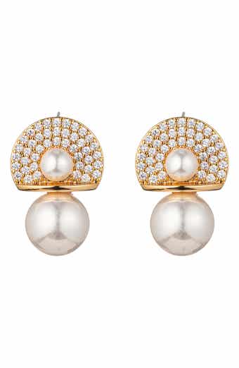 Aurora CZ & Glass Pearl Earrings
