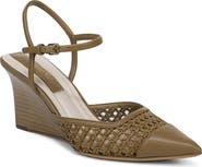 Franco Sarto Cherie Ankle Strap Pointed Cap Toe Wedge Pump