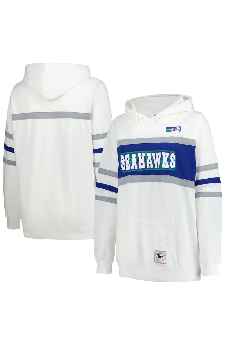 Mitchell & Ness Women's Mitchell & Ness White Seattle Seahawks Plus Size Head Coach Throwback Pullover Hoodie, Main, color, White