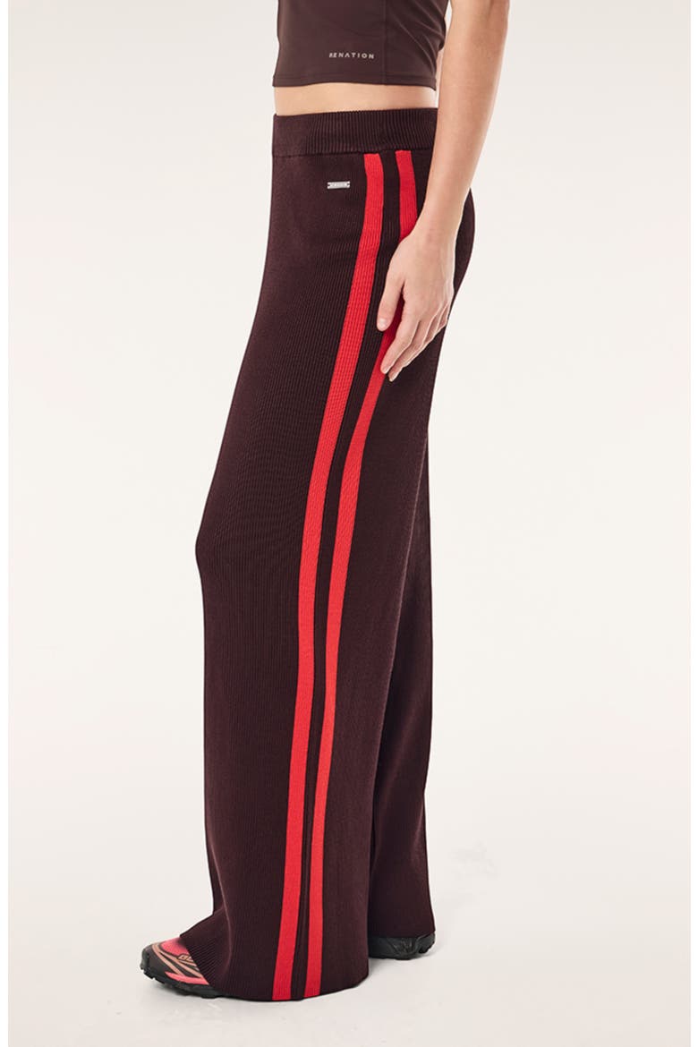 Solar Wide Leg Rib Knit Pants, Alternate, color, DARK PLUM