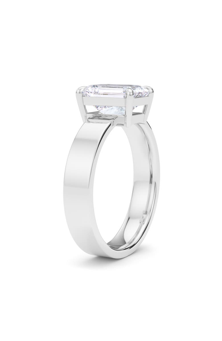 HauteCarat Emerald Cut Cigar Lab Created Diamond Ring, Alternate, color, 2.00Ctw 18K White Gold