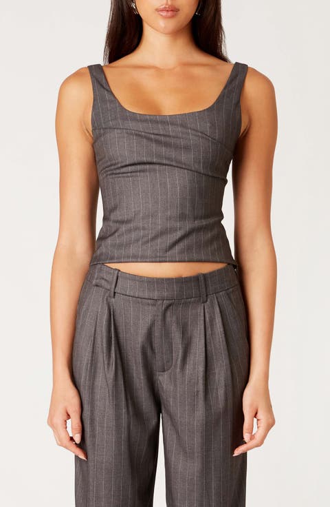 Monique Pinstripe Crop Tank