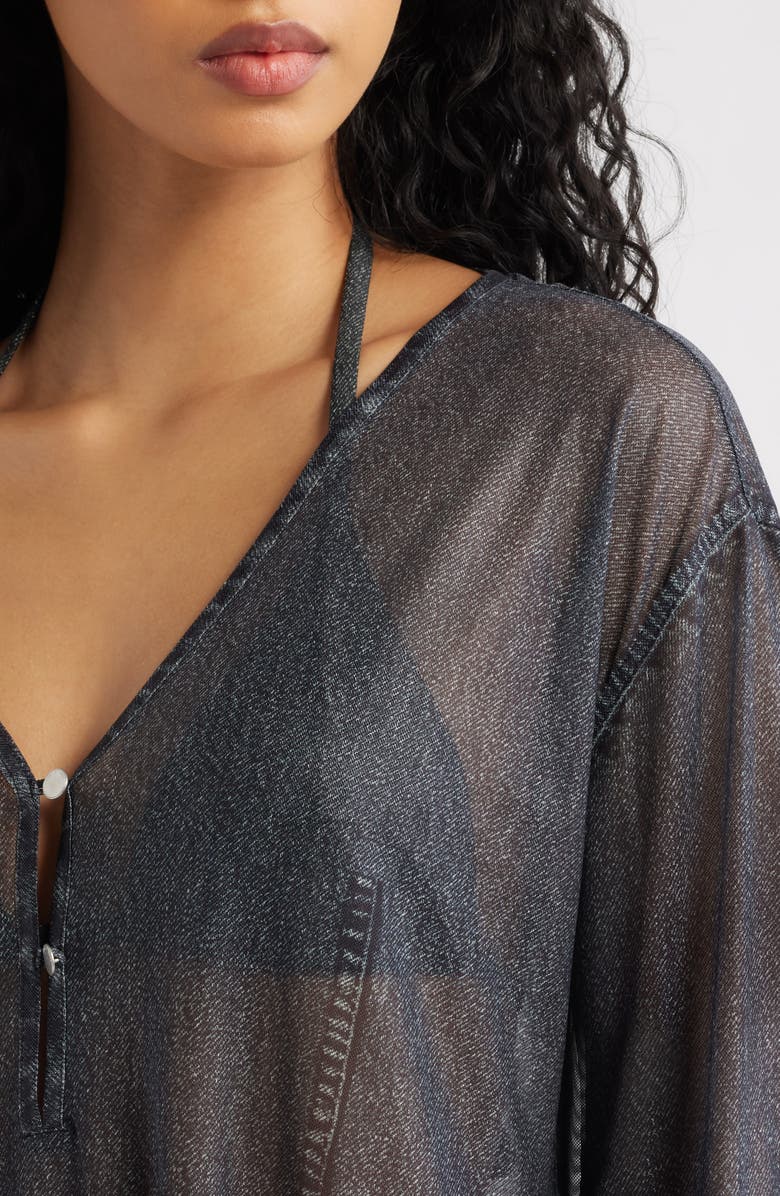 rag & bone rb Miramar Mesh Cover-Up Dress, Alternate, color, Wash Black