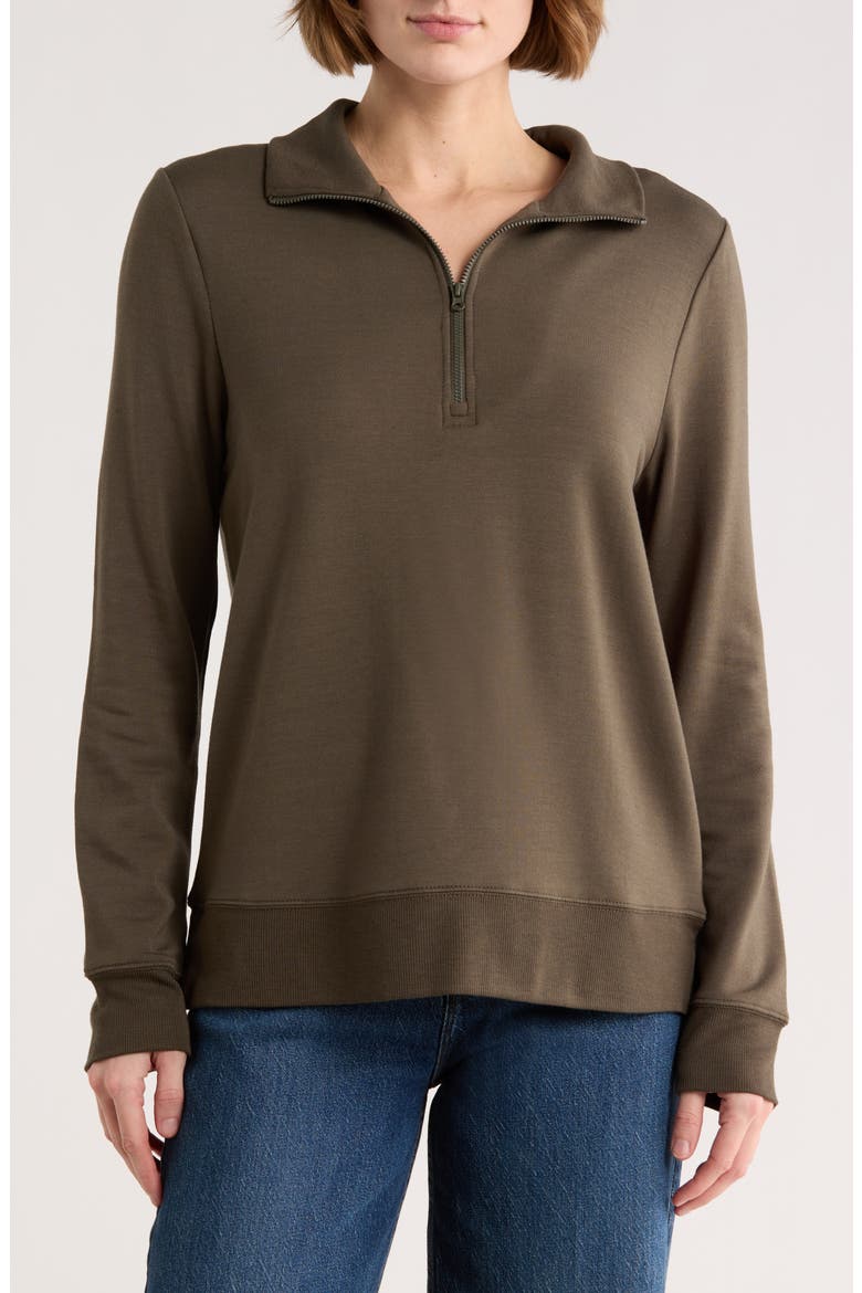 Quarter Zip Sweatshirt, Main, color, OLIVE