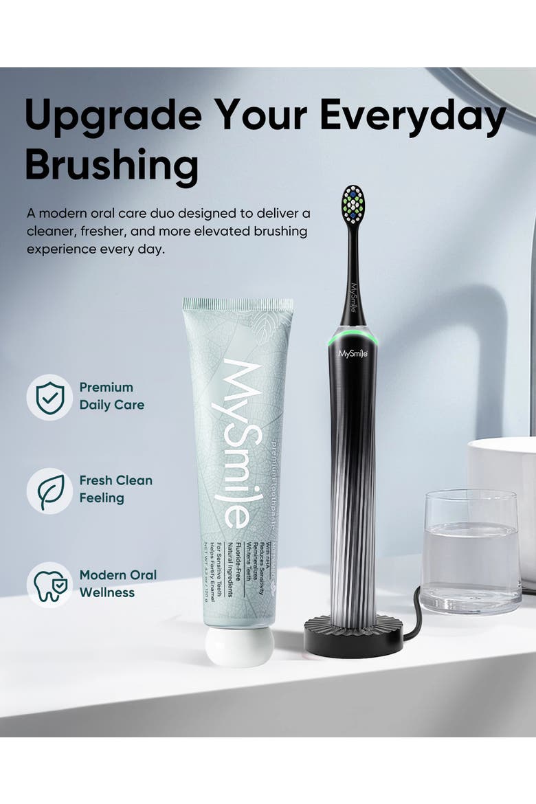 Button-Free Sonic Toothbrush & Nano-Hydroxyapatite Toothpaste Bundle, Alternate, color, Glacier Noir