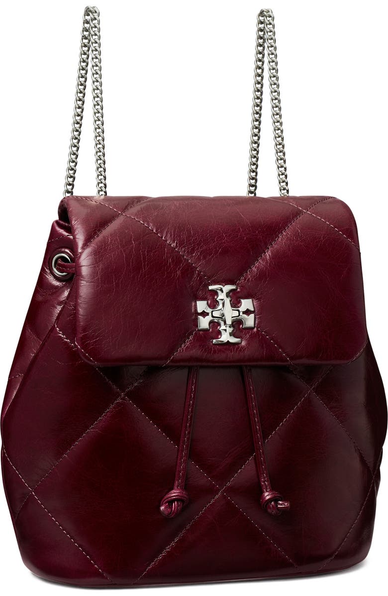 Tory Burch Kira Distressed Diamond Quilted Leather Backpack, Alternate, color, Dark Carmine