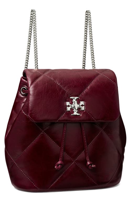 Tory Burch Kira Distressed Diamond Quilted Leather Backpack In Red