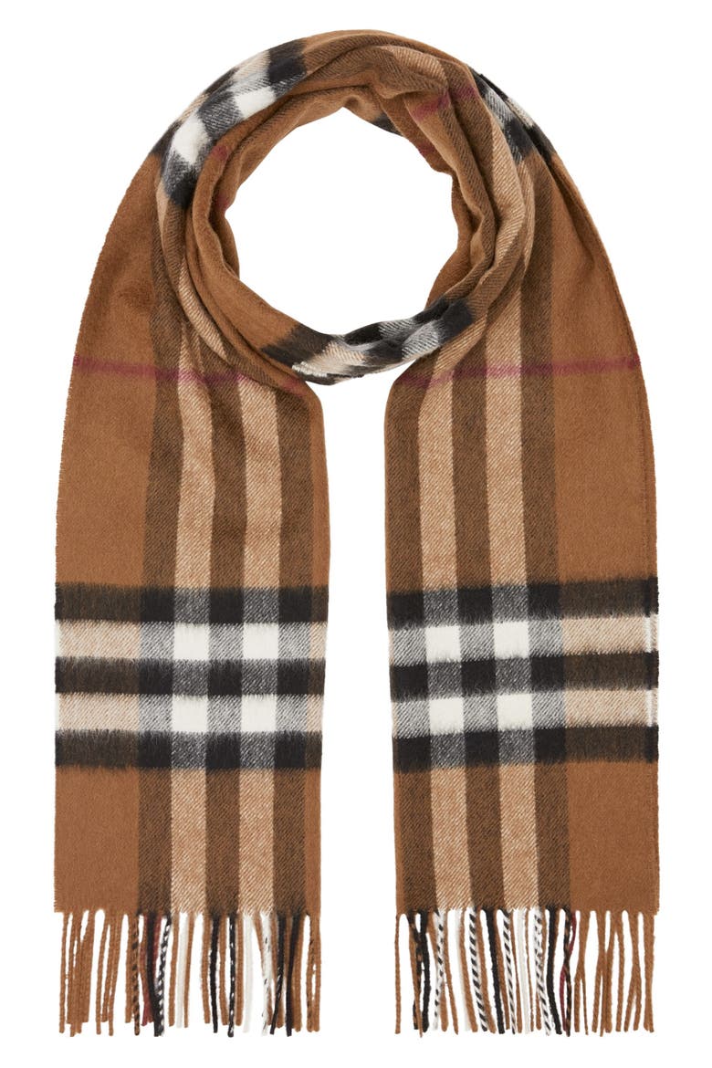 Classic Check Cashmere Scarf, Main, color, BIRCH BROWN