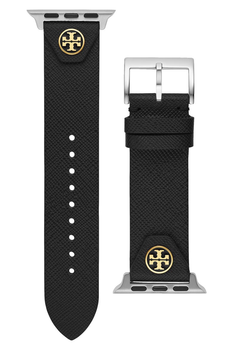 The Studs Leather Apple Watch® Strap (Nordstrom Exclusive), Main, color, BLACK