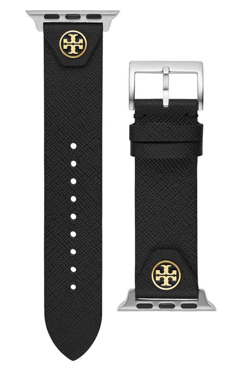 Tory Burch The Studs Leather Apple Watch<sup>®</sup> Strap, Main, color,