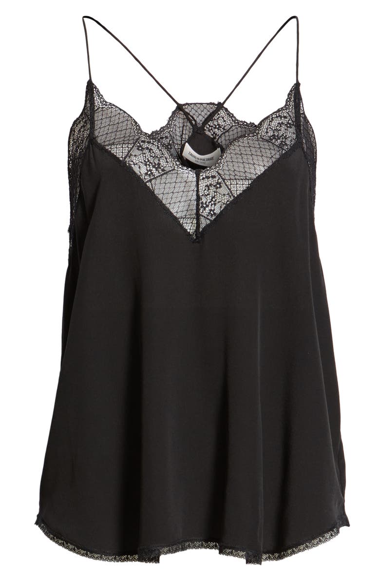 Zadig & Voltaire Christy Deluxe Lace Silk Camisole, Alternate, color,