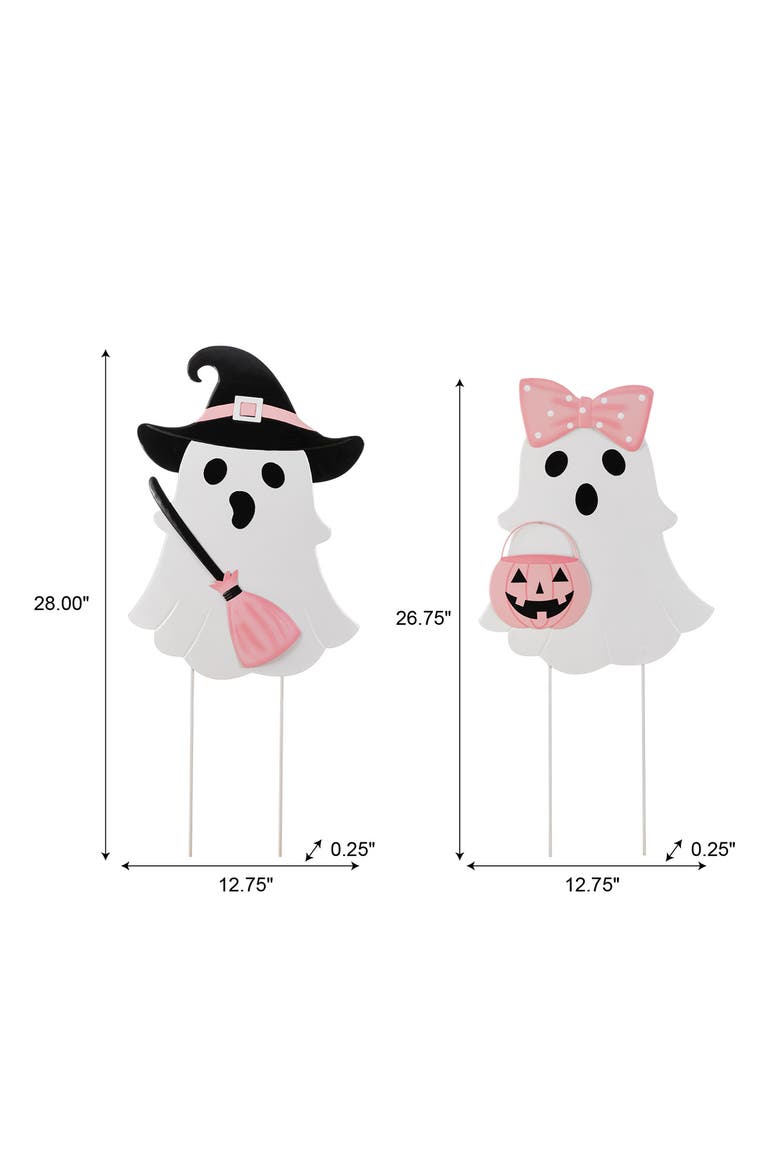 Halloween Metal Ghosts Set Yard Stakes, Alternate, color, White