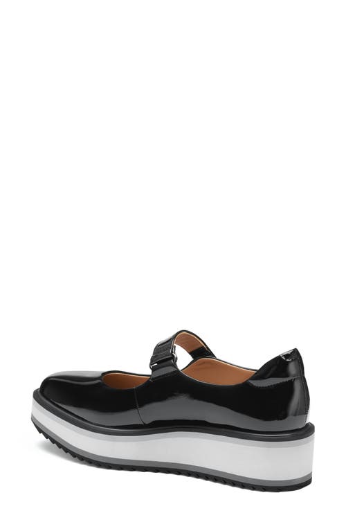 Johnston & Murphy Gracelyn Platform Wedge Mary Jane Flat In Black Patent Leather
