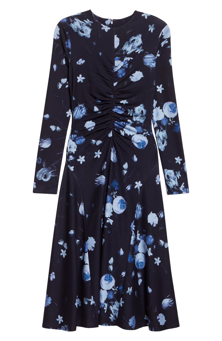 Erdem Floral Print Long Sleeve Ponte Knit Midi Dress, Main, color, Dutch Flower Painting Midnight