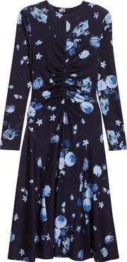 Erdem Floral Print Long Sleeve Ponte Knit Midi Dress