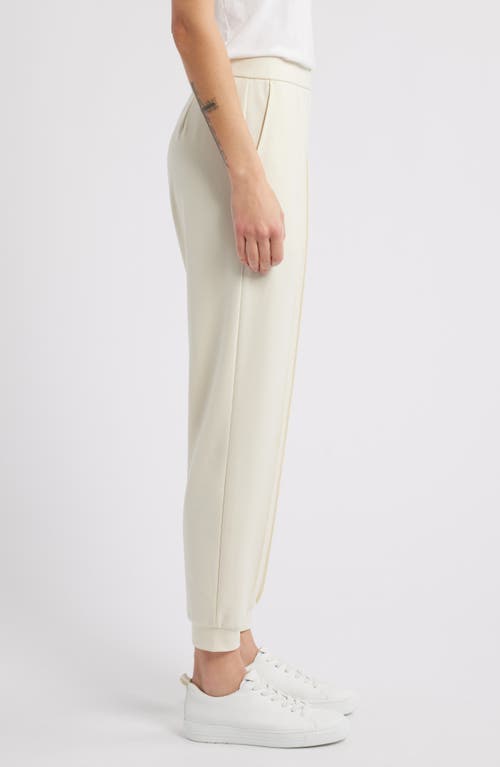 Eileen Fisher Cropped Pintuck Lightweight Ponte Joggers In Brown