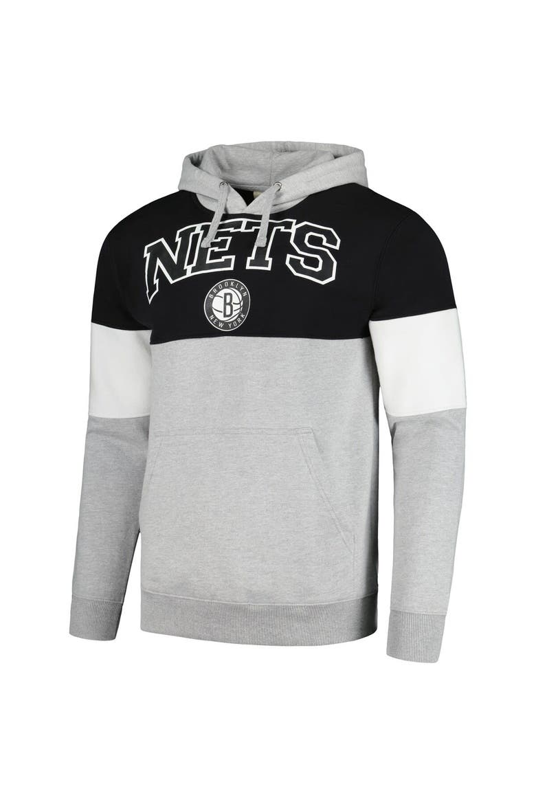 Men's Fanatics Branded Black Brooklyn Nets Contrast Pieced Pullover Hoodie, Alternate, color, Black