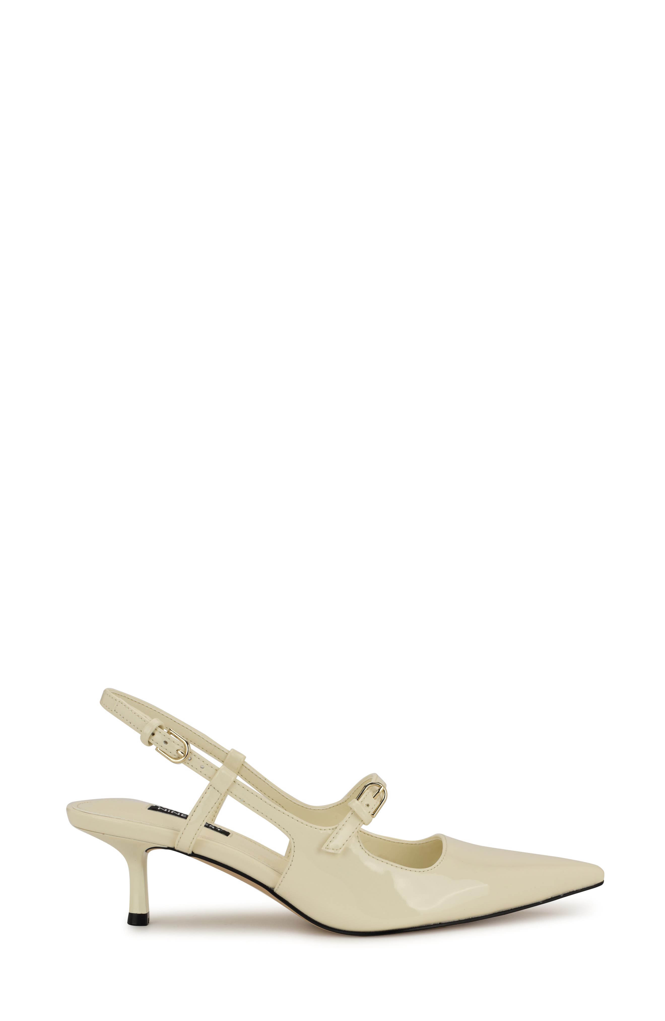 Nine West Amayo Slingback Pointed Toe Kitten Heel Pump, Alternate, color, Ivory