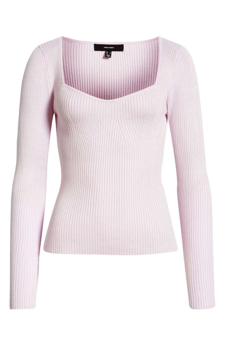 VERO MODA Willow Sweetheart Neck Rib Sweater, Alternate, color, 