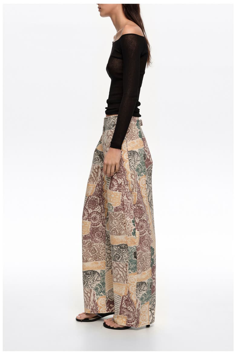 BARREL - Lace Jeans With Buckle, Alternate, color, LACE PRINT IVORY