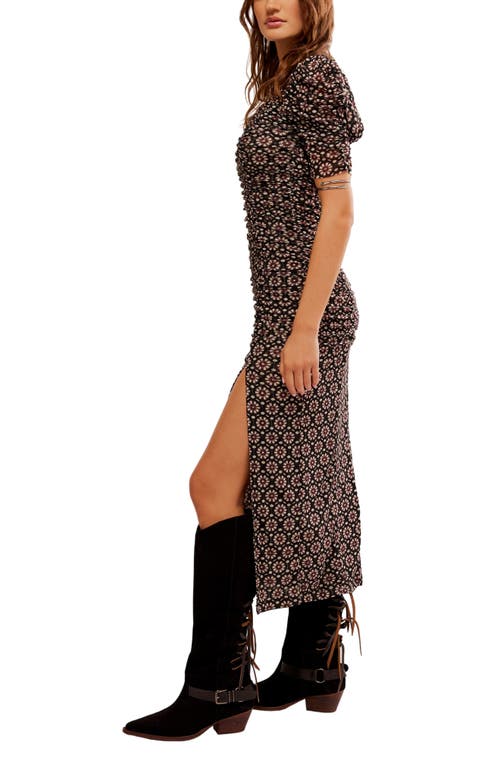Shop Free People Briella Floral Side Slit Dress In Black Combo