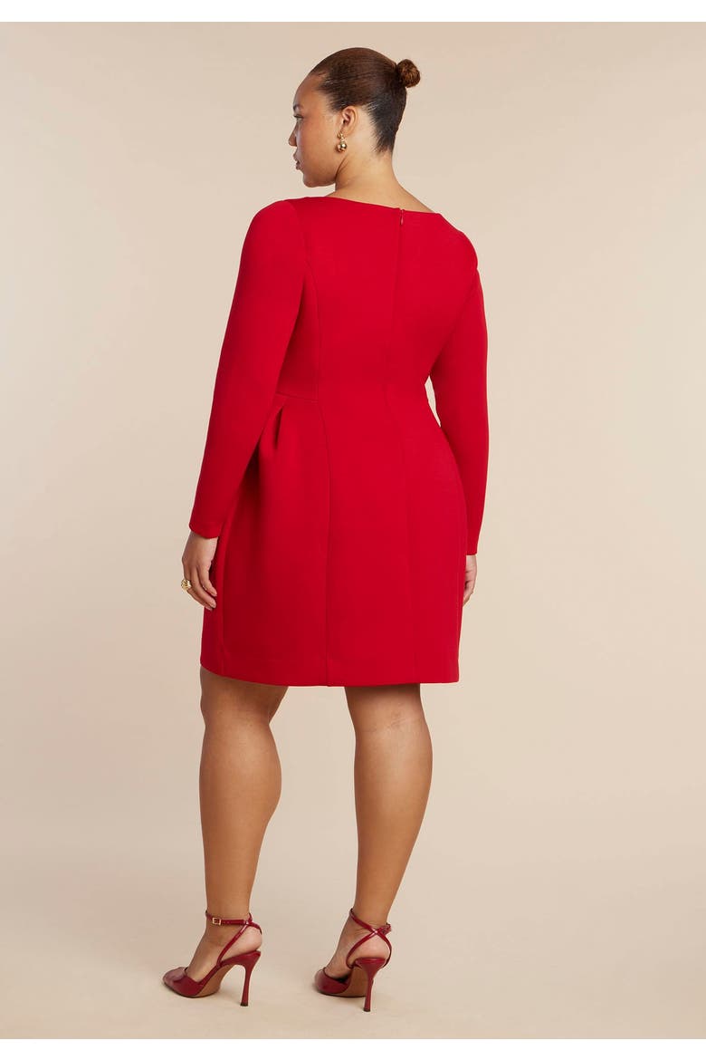 Long Sleeve Mini Dress With Bow Detail, Alternate, color, RED