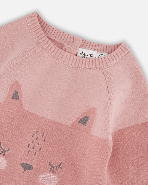 Deux Par Deux Knitted Bi-color Cat Romper In Multi