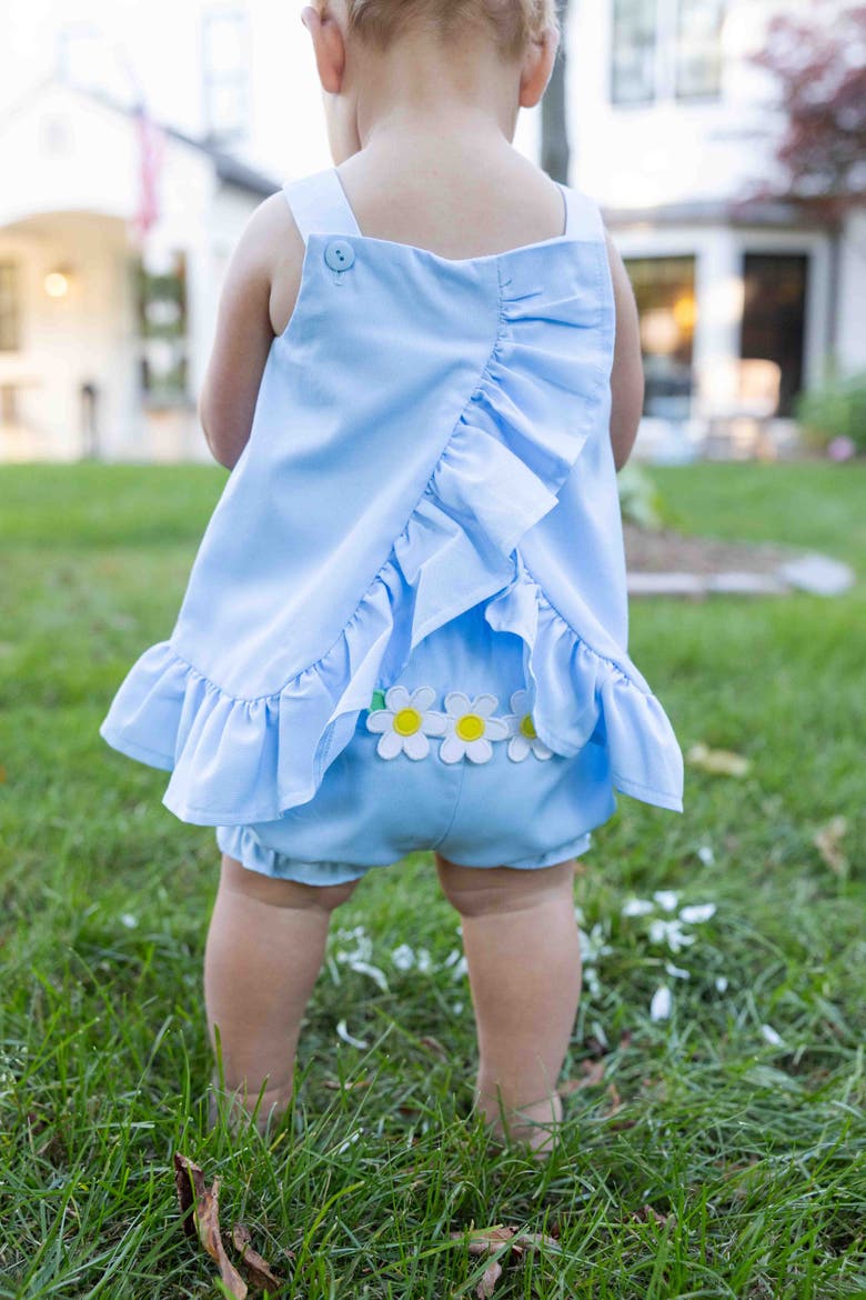 Pique Dress & Bloomer with Daisies, Alternate, color, Light Blue
