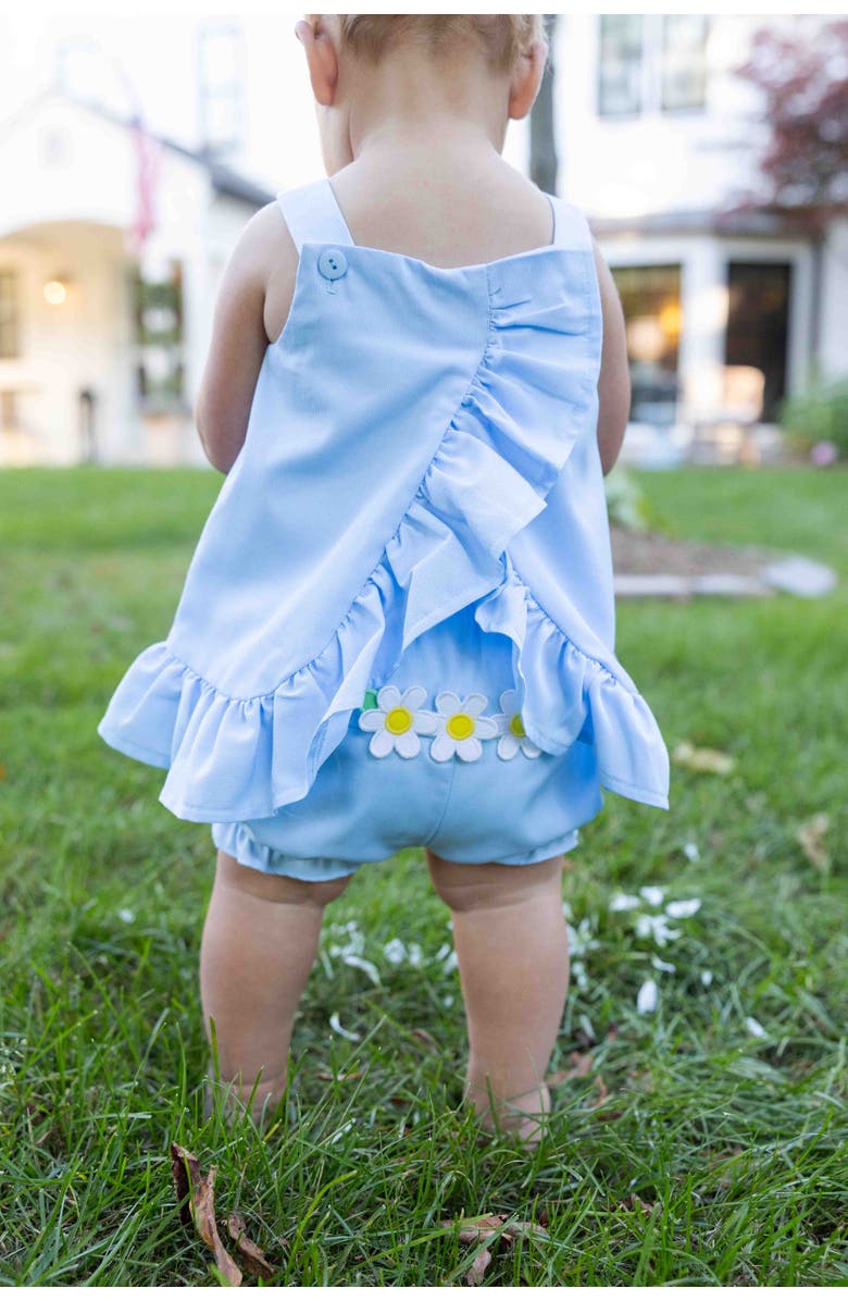 Florence Eiseman Pique Dress & Bloomer with Daisies, Alternate, color, Light Blue