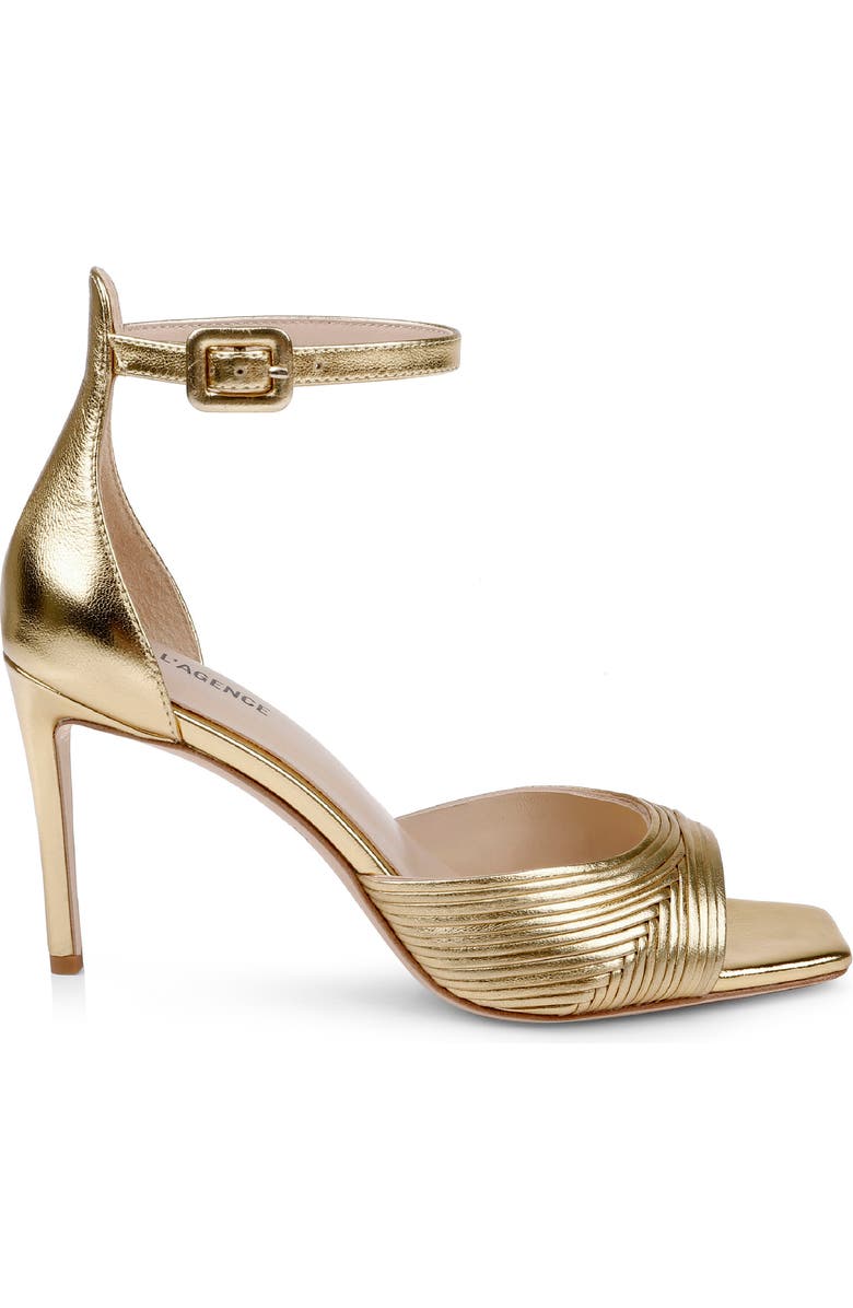 L'AGENCE Cici Ankle Strap Sandal, Alternate, color, Gold Leather