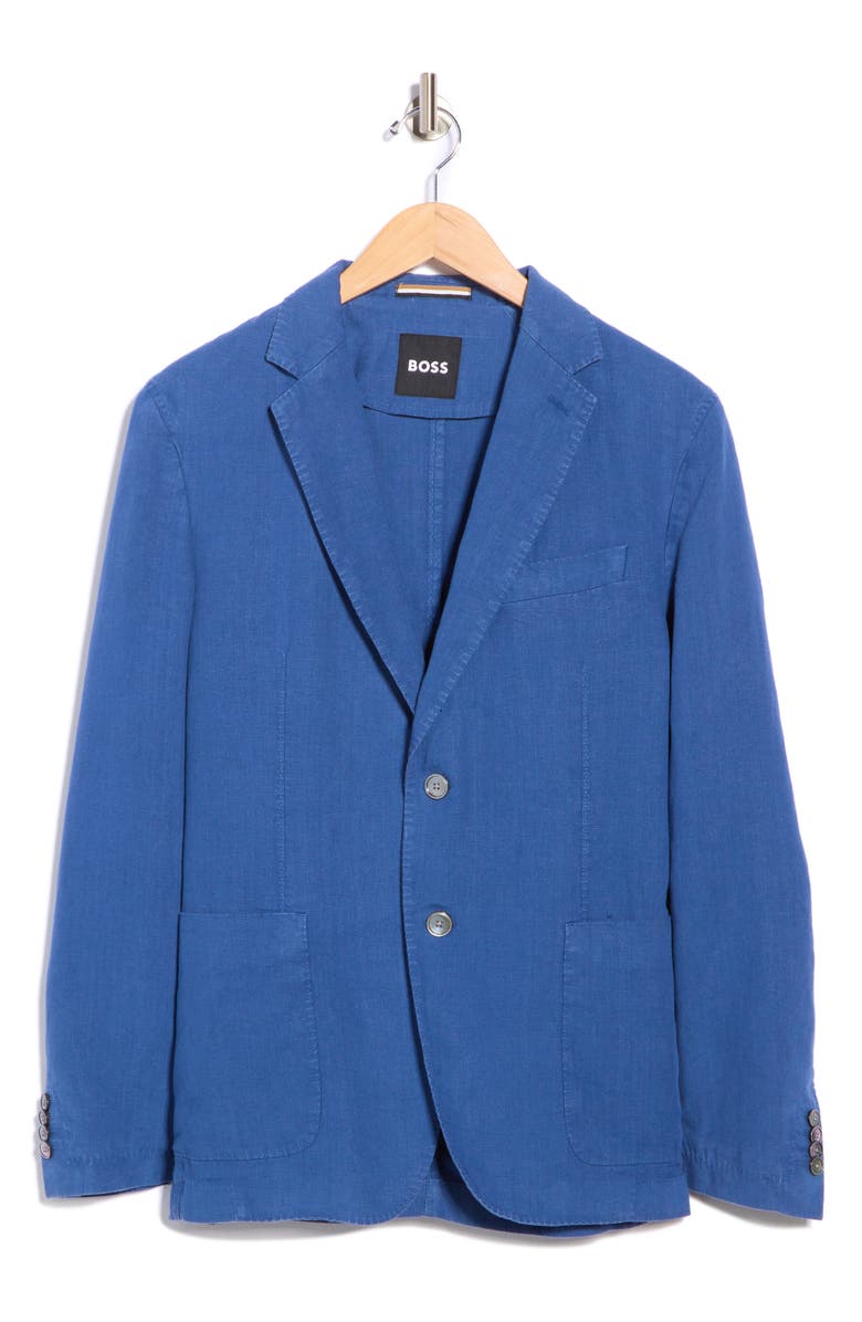 BOSS Hanry Slim Fit Linen Sport Coat, Alternate, color, Navy