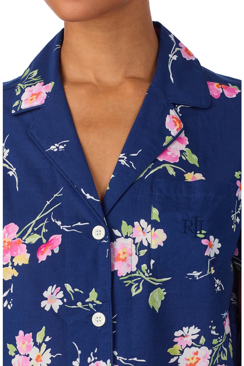 Notch Collar Long Pajamas, Alternate, color, NAVY PRINT