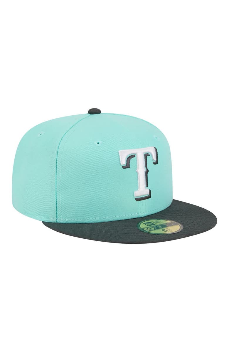 New Era Men's New Era Turquoise/Charcoal Texas Rangers Two-Tone Color Pack 59FIFTY Fitted Hat, Alternate, color, Turquoise