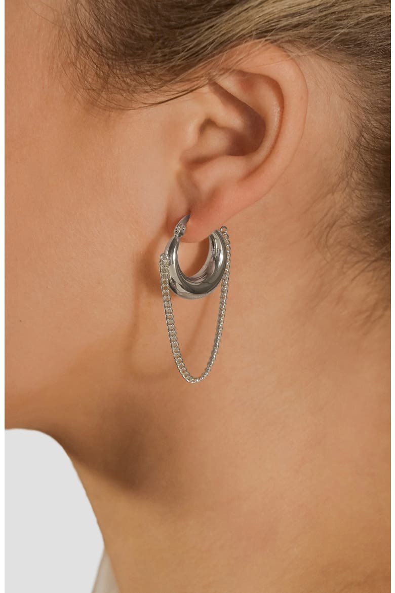 Mackenzie Chain Drop Hoop Earrings, Alternate, color, SILVER