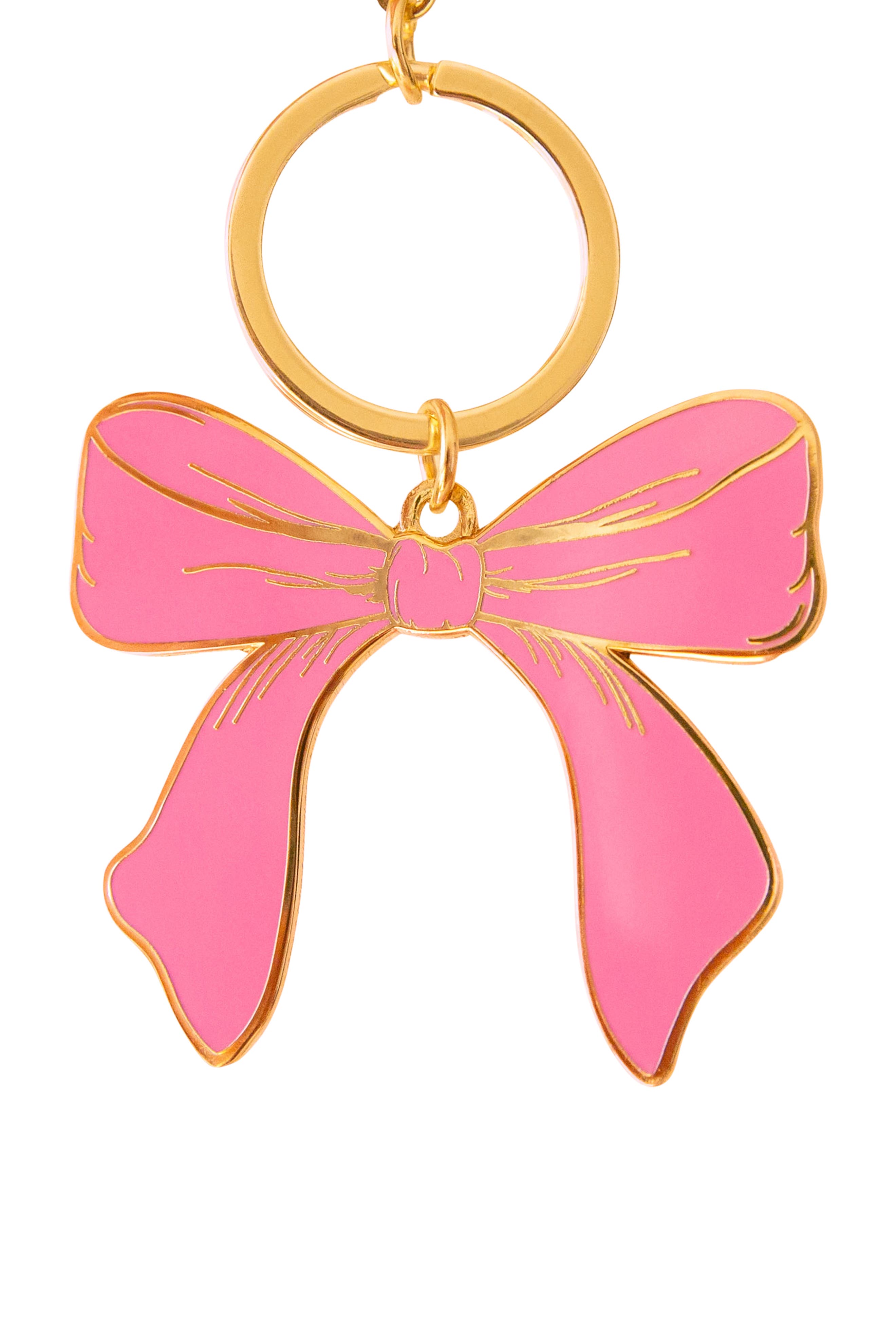 Sunshine Studios Bow Enamel Keychain, Main, color, Pink