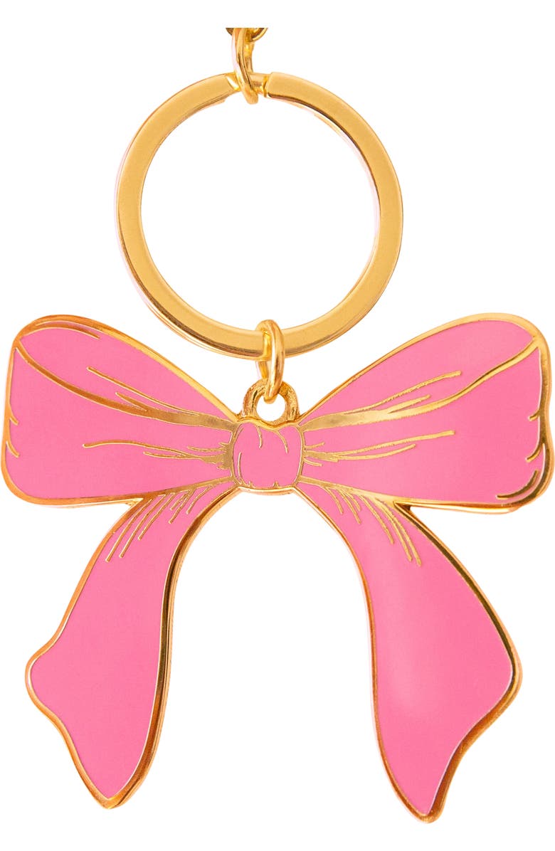 Sunshine Studios Bow Enamel Keychain, Main, color, Pink
