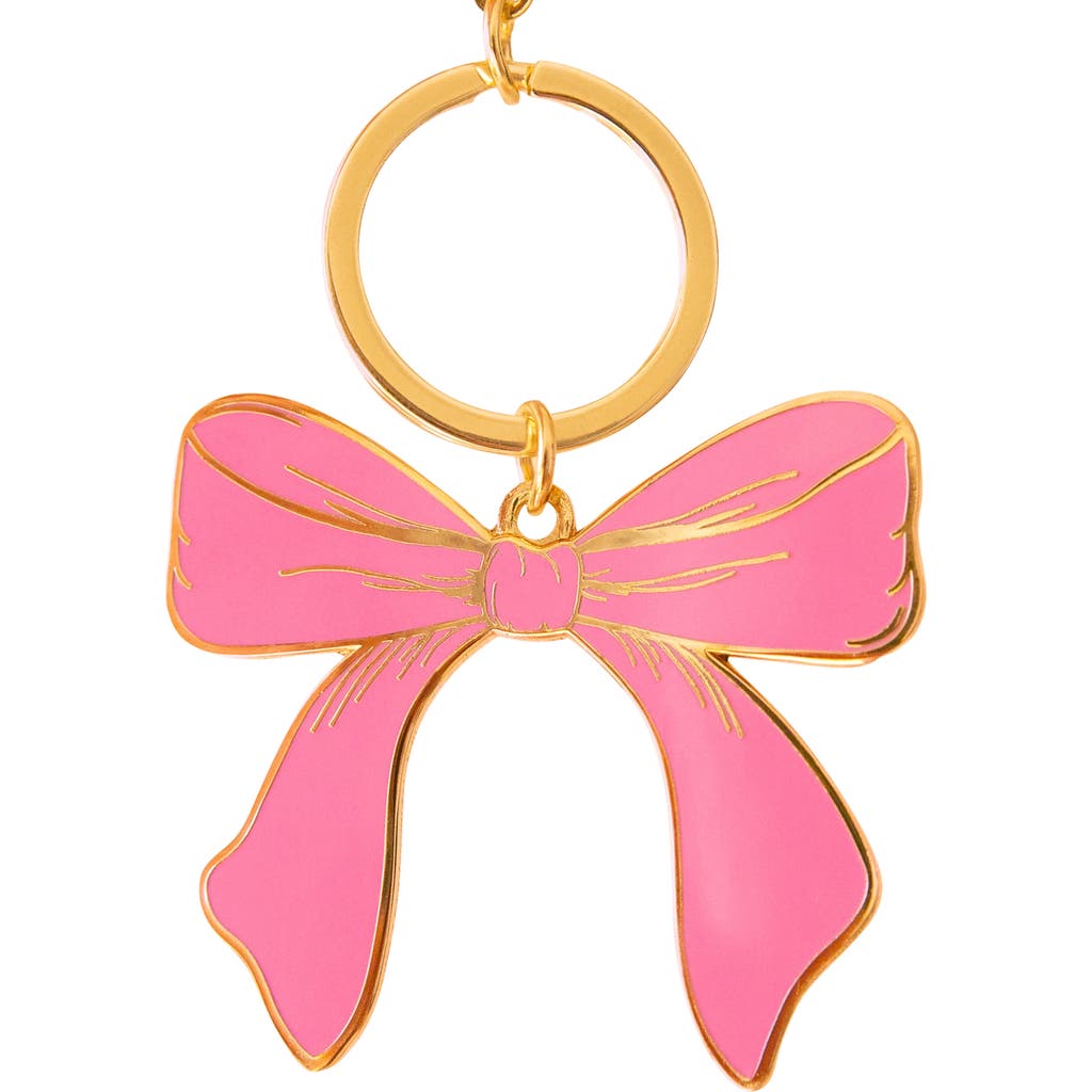 Sunshine Studios Bow Enamel Keychain In Pink