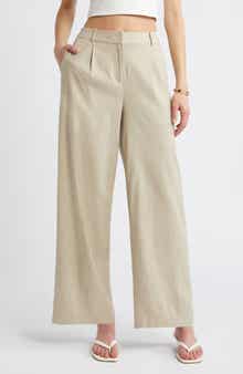 Open Edit Wide Leg Linen Blend Pants