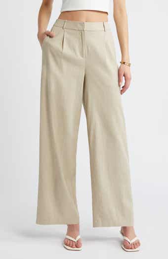 Open Edit Wide Leg Linen Blend Pants