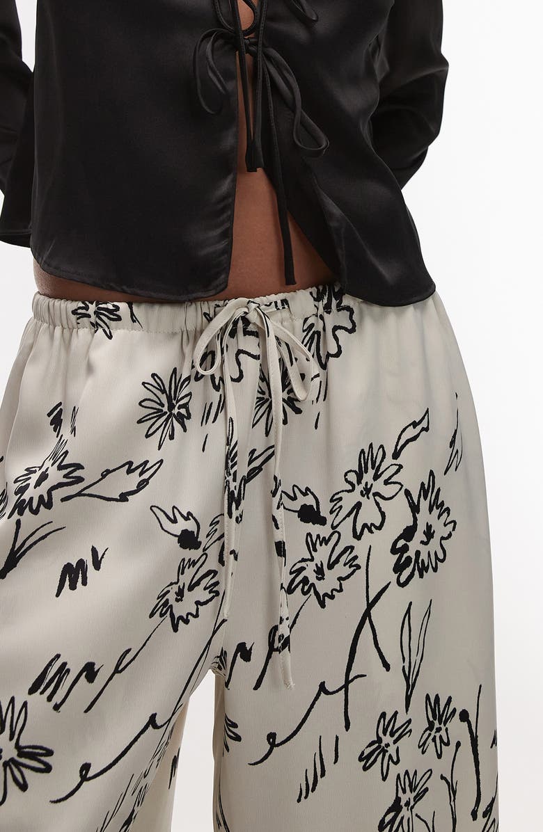 Topshop Floral Print Drawstring Pants, Alternate, color, 