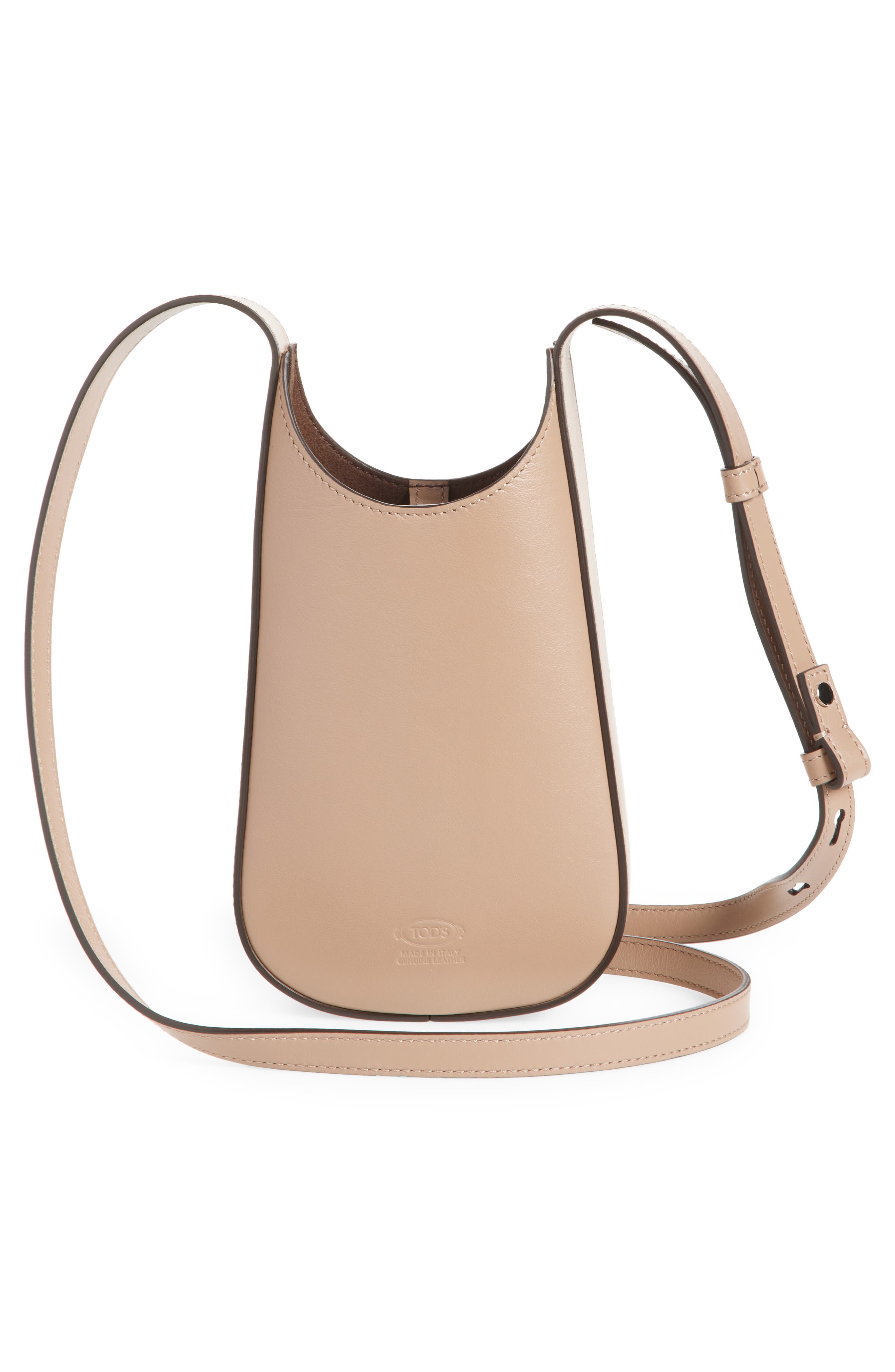 Micro Di Leather Crossbody Bag, Alternate, color, CRETA CHIARO