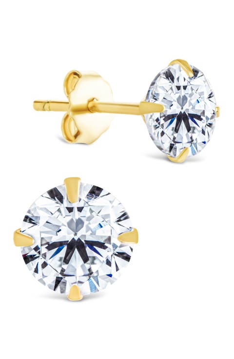 Round Cut Cubic Zirconia Stud Earrings