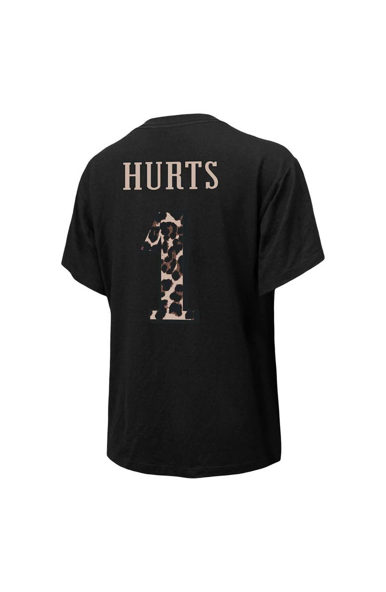 Majestic Threads Women's Majestic Threads Jalen Hurts Black Philadelphia Eagles Leopard Player Name & Number T-Shirt, Alternate, color, 