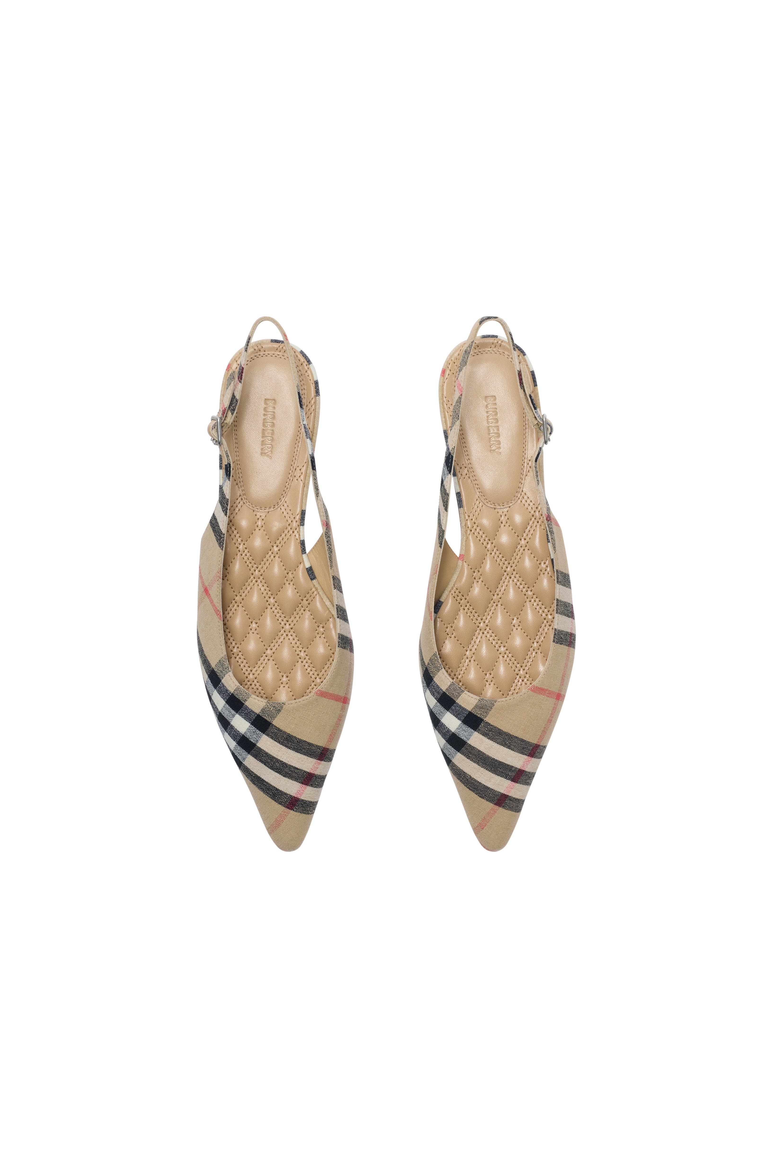 Burberry Check Dame Slingback Ballerinas, Alternate, color, Sand