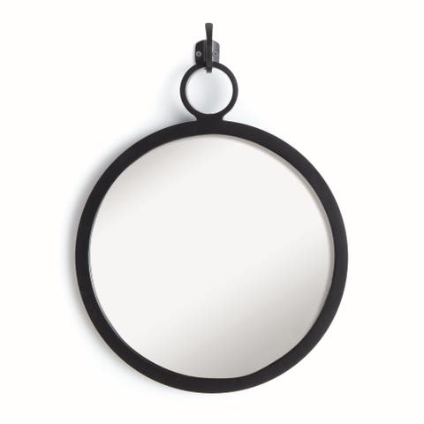 Eliana Black Framed Round Decorative Wall Mirror