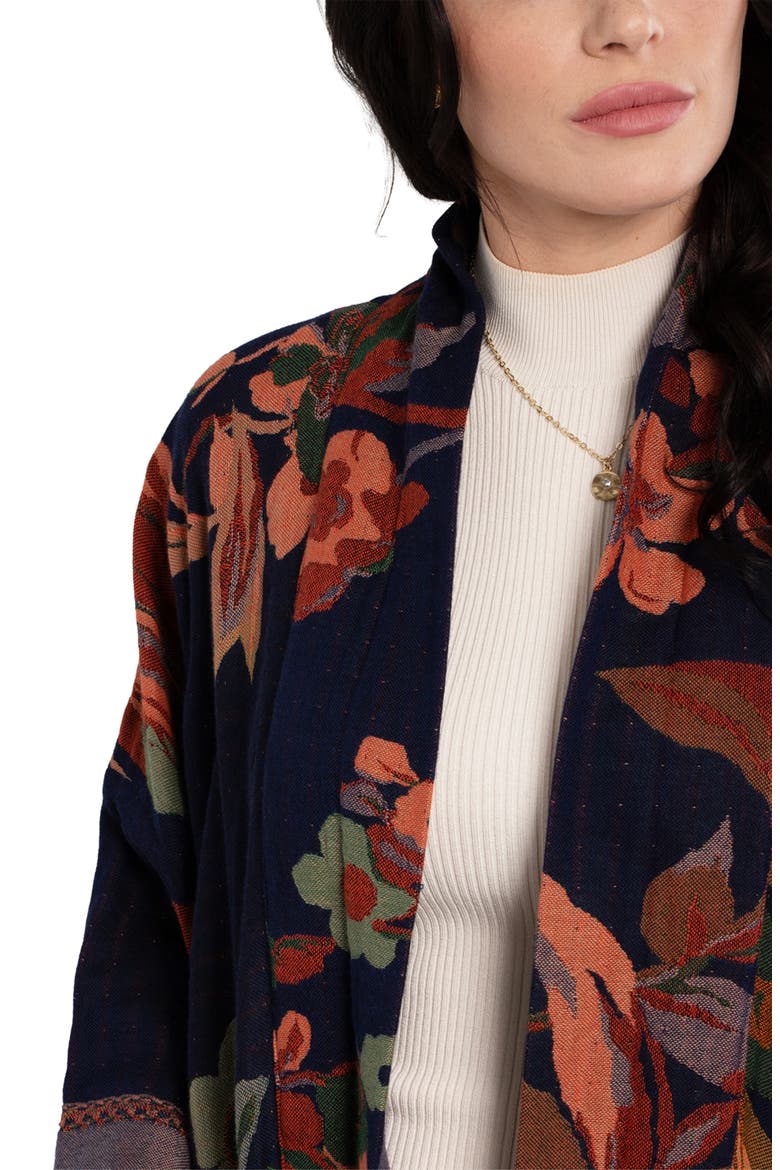 Midnight Maple Floral Ruana, Alternate, color, NAVY